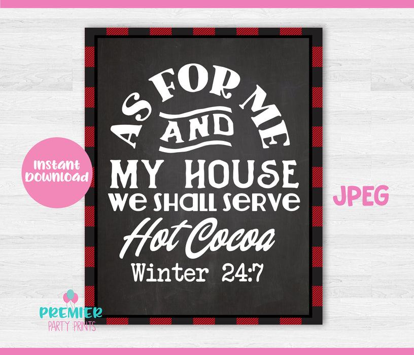 Instant Download Buffalo Plaid 8x10 Christmas Table Sign We Serve Hot Cocoa-CTS001